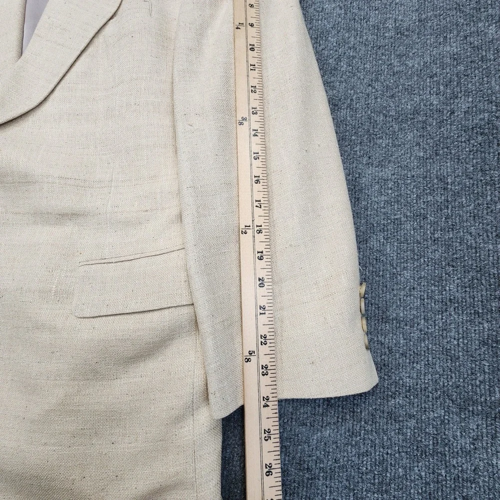 Bullock & Jones Blazer Men 44R Beige 100% Silk Slub Weave Sport Coat Made in USA